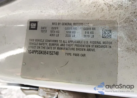 2014 Buick Verano from USA, damaged, VIN 1G4PP5SK0E4152748